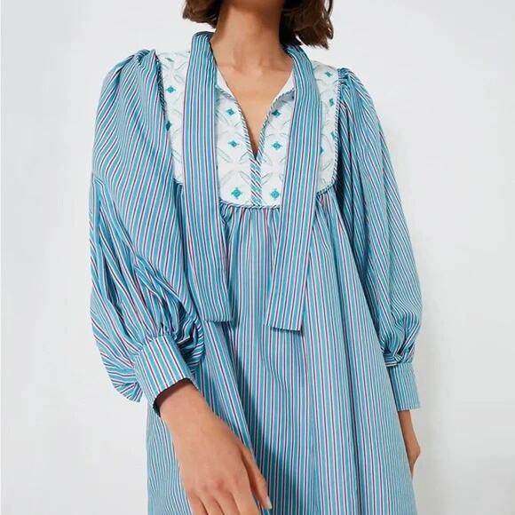 TUCKERNUCK POMANDER PLACE Blue Stripe Juliette Dress NWT Size Large - Picture 5 of 7